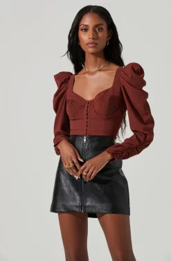 Quinn Ruched Sleeve Corset Top -ASTR the Label Store ACT17352 RUST 3 f4cabb98 c367 4d04 8720 9e0a0c7b3bb1 scaled