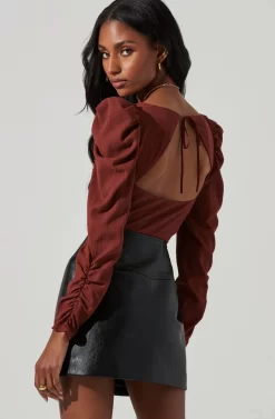 Quinn Ruched Sleeve Corset Top -ASTR the Label Store ACT17352 RUST 5 c7589115 f42c 4473 b3b9 1b44240f7499 scaled