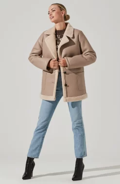 Francine Faux Leather Shearling Jacket 10 Francine Faux Leather Shearling Jacket -ASTR the Label Store ACT17356 TAUPE 11551 scaled