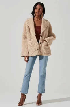 Willow Faux Shearling Coat -ASTR the Label Store ACT17357 NATURAL 2 scaled