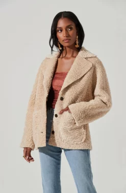 Willow Faux Shearling Coat -ASTR the Label Store ACT17357 NATURAL 4 scaled