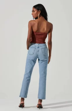 Mercury Ruched Tube Top -ASTR the Label Store ACT17360 RUST 6 scaled