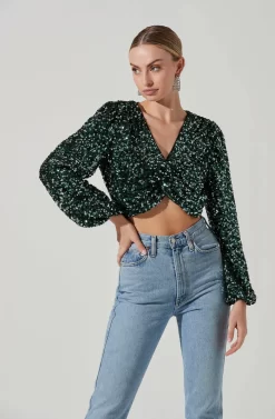 Nix Sequin Wrap Front Top -ASTR the Label Store ACT17381SE GREEN 4 scaled