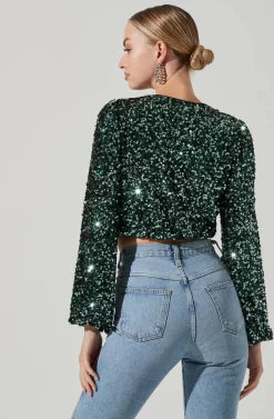 Nix Sequin Wrap Front Top -ASTR the Label Store ACT17381SE GREEN 5 scaled