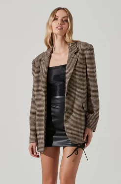 Rachel Houndstooth Blazer 9 Rachel Houndstooth Blazer -ASTR the Label Store ACT17384 BROWNHOUNDSTOOTH 4 scaled