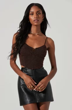 Suri Metallic Crop Top -ASTR the Label Store ACT17408 COPPERMETALLIC 4 scaled