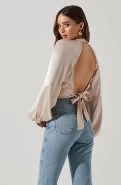 Idara Satin Open Back Top -ASTR the Label Store ACT17466 CHAMPAGNE 3 scaled