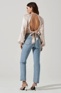 Idara Satin Open Back Top -ASTR the Label Store ACT17466 CHAMPAGNE 4 scaled
