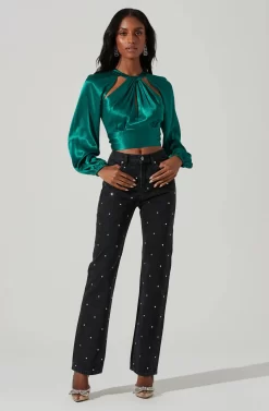 Idara Satin Open Back Top -ASTR the Label Store ACT17466 GREEN 1 scaled