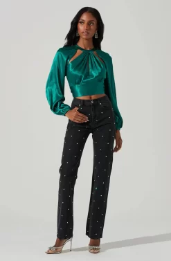 Idara Satin Open Back Top -ASTR the Label Store ACT17466 GREEN 2 scaled