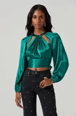 Idara Satin Open Back Top -ASTR the Label Store ACT17466 GREEN 3 scaled