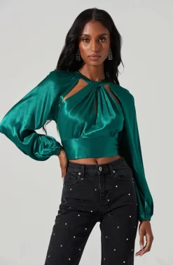 Idara Satin Open Back Top -ASTR the Label Store ACT17466 GREEN 4 scaled