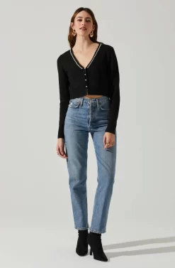 Melissa Pearl Embellished Cardigan Sweater -ASTR the Label Store ACT17475P BLACK 1 scaled