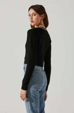 Melissa Pearl Embellished Cardigan Sweater -ASTR the Label Store ACT17475P BLACK 5 scaled