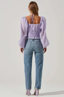 Irwin Puff Sleeve Halter Neck Top 14 Irwin Puff Sleeve Halter Neck Top -ASTR the Label Store ACT17492 LAVENDER 4 scaled