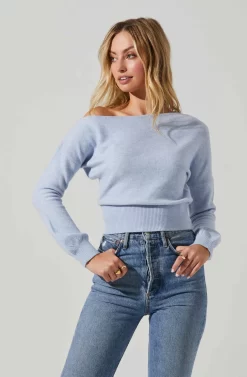Chantria Off Shoulder Sweater -ASTR the Label Store ACT17494 LIGHTBLUE 3 scaled