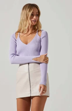 Estefania Shoulder Cutout Sweater -ASTR the Label Store ACT17497 LILAC 2 scaled