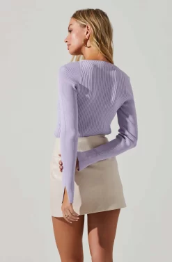 Estefania Shoulder Cutout Sweater -ASTR the Label Store ACT17497 LILAC 3 scaled