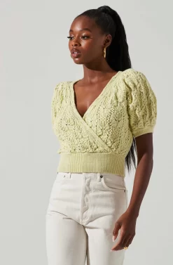 Elowen Puff Sleeve Sweater -ASTR the Label Store ACT17507 LIME 2 scaled