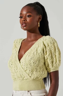 Elowen Puff Sleeve Sweater -ASTR the Label Store ACT17507 LIME 3 scaled