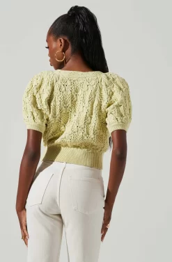 Elowen Puff Sleeve Sweater -ASTR the Label Store ACT17507 LIME 4 scaled
