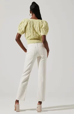 Elowen Puff Sleeve Sweater -ASTR the Label Store ACT17507 LIME 5 scaled