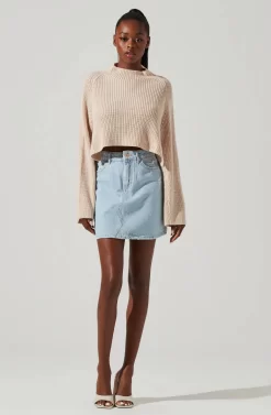 Ace Cropped Mock Neck Sweater -ASTR the Label Store ACT17514 CREAM 1 scaled