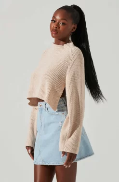 Ace Cropped Mock Neck Sweater -ASTR the Label Store ACT17514 CREAM 2 scaled