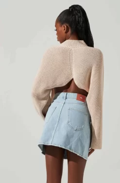Ace Cropped Mock Neck Sweater -ASTR the Label Store ACT17514 CREAM 3 scaled