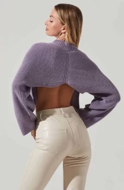 Ace Cropped Mock Neck Sweater -ASTR the Label Store ACT17514 LAVENDER 3 scaled