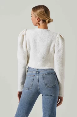 Madrigal Cropped Tweed Jacket -ASTR the Label Store ACT17515 OFFWHITE 4 scaled