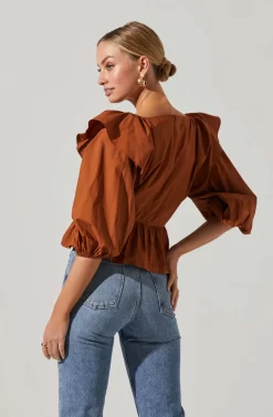 Gemma Ruffle Peplum Top 14 Gemma Ruffle Peplum Top -ASTR the Label Store ACT17531 BROWN 4 scaled