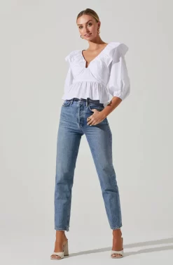 Gemma Ruffle Peplum Top 17 Gemma Ruffle Peplum Top -ASTR the Label Store ACT17531 WHITE 1 scaled