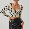 Julia Geo Print Long Sleeve Crop Top