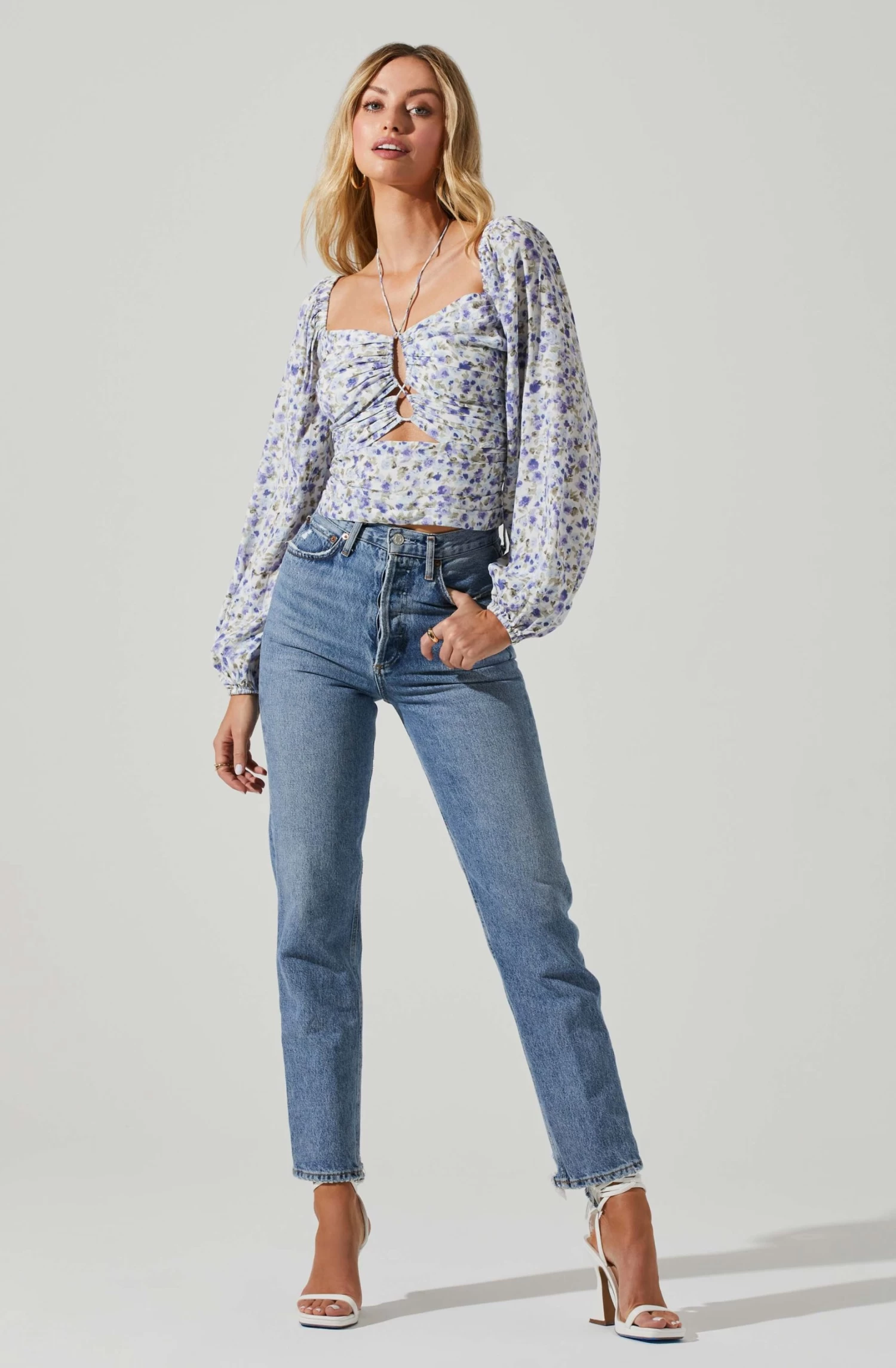 Tavira Floral Halter Neck Long Sleeve Top 2 Tavira Floral Halter Neck Long Sleeve Top - Image 2