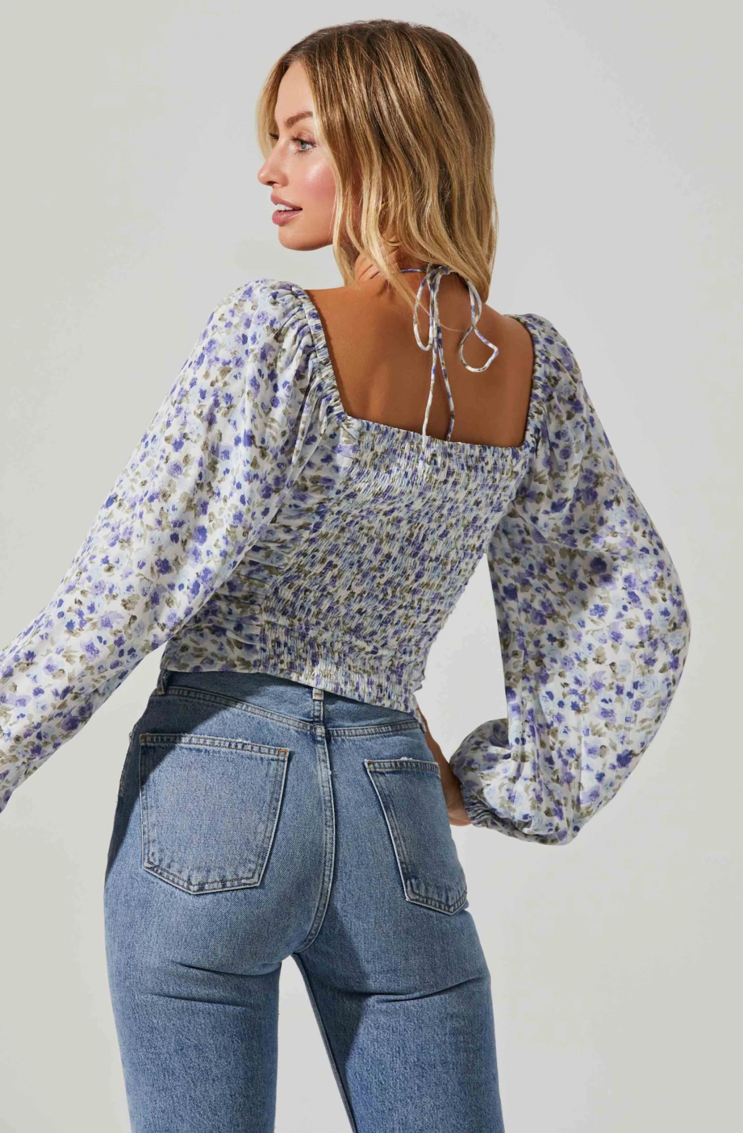 Tavira Floral Halter Neck Long Sleeve Top 4 Tavira Floral Halter Neck Long Sleeve Top - Image 4