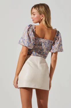 Lin Floral Pleated Puff Sleeve Top 7 Lin Floral Pleated Puff Sleeve Top -ASTR the Label Store ACT17603C BLUEPINKMULTI 3 scaled