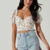 Feronia Floral Sweetheart Puff Sleeve Top