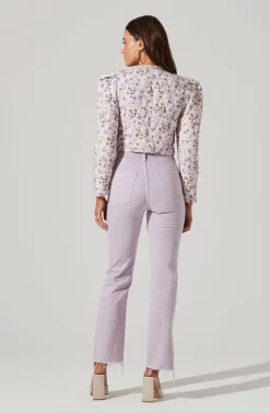 Brea Floral Quilted Cropped Puff Sleeve Jacket -ASTR the Label Store ACT17697 LILACCORALMULTI 1 6 scaled