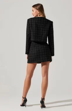 Covina Tweed Cropped Jacket -ASTR the Label Store ACT17710T BLACKPLAID 1577 70 scaled