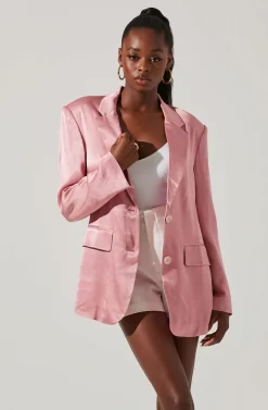 Kimia Satin Oversized Blazer -ASTR the Label Store ACT17722 PINK 3 scaled