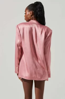Kimia Satin Oversized Blazer -ASTR the Label Store ACT17722 PINK 4 scaled