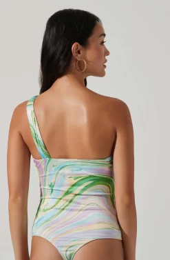 Sindri Cutout Tie Dye One Shoulder Bodysuit -ASTR the Label Store ACT17758P GREENSWIRL 4 scaled