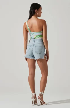 Sindri Cutout Tie Dye One Shoulder Bodysuit -ASTR the Label Store ACT17758P GREENSWIRL 6 scaled