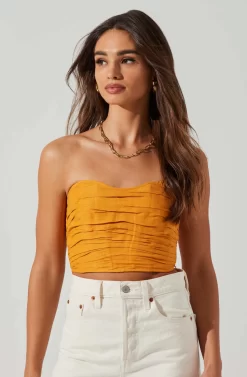 Jessamine Ruched Tube Top -ASTR the Label Store ACT17769 MUSTARD 3 scaled