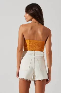 Jessamine Ruched Tube Top -ASTR the Label Store ACT17769 MUSTARD 5 scaled