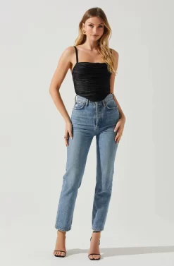 Janet Ruched Bustier Top -ASTR the Label Store ACT17810 BLACK 2 scaled