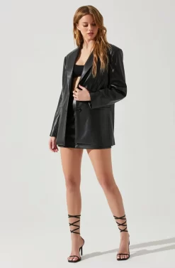 Ezra Faux Leather Oversized Blazer -ASTR the Label Store ACT17828 BLACK 1 scaled