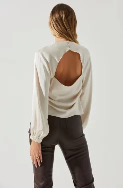 Veronica Satin Cutout Top -ASTR the Label Store ACT17833S CHAMPAGNE 5 scaled