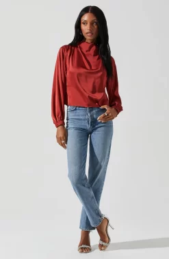 Veronica Satin Cutout Top -ASTR the Label Store ACT17833S RUST 1 scaled
